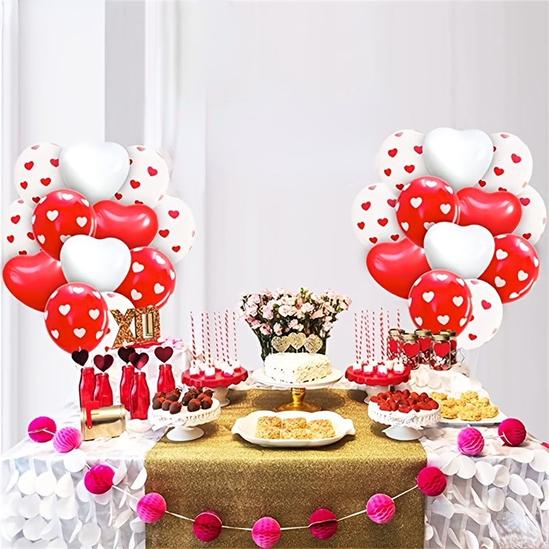 KatchOn, Globos rojos y blancos de San Valentín, 12 pulgadas, paquete de 40  unidades, globos en forma de corazón, decoración del día de San Valentín
