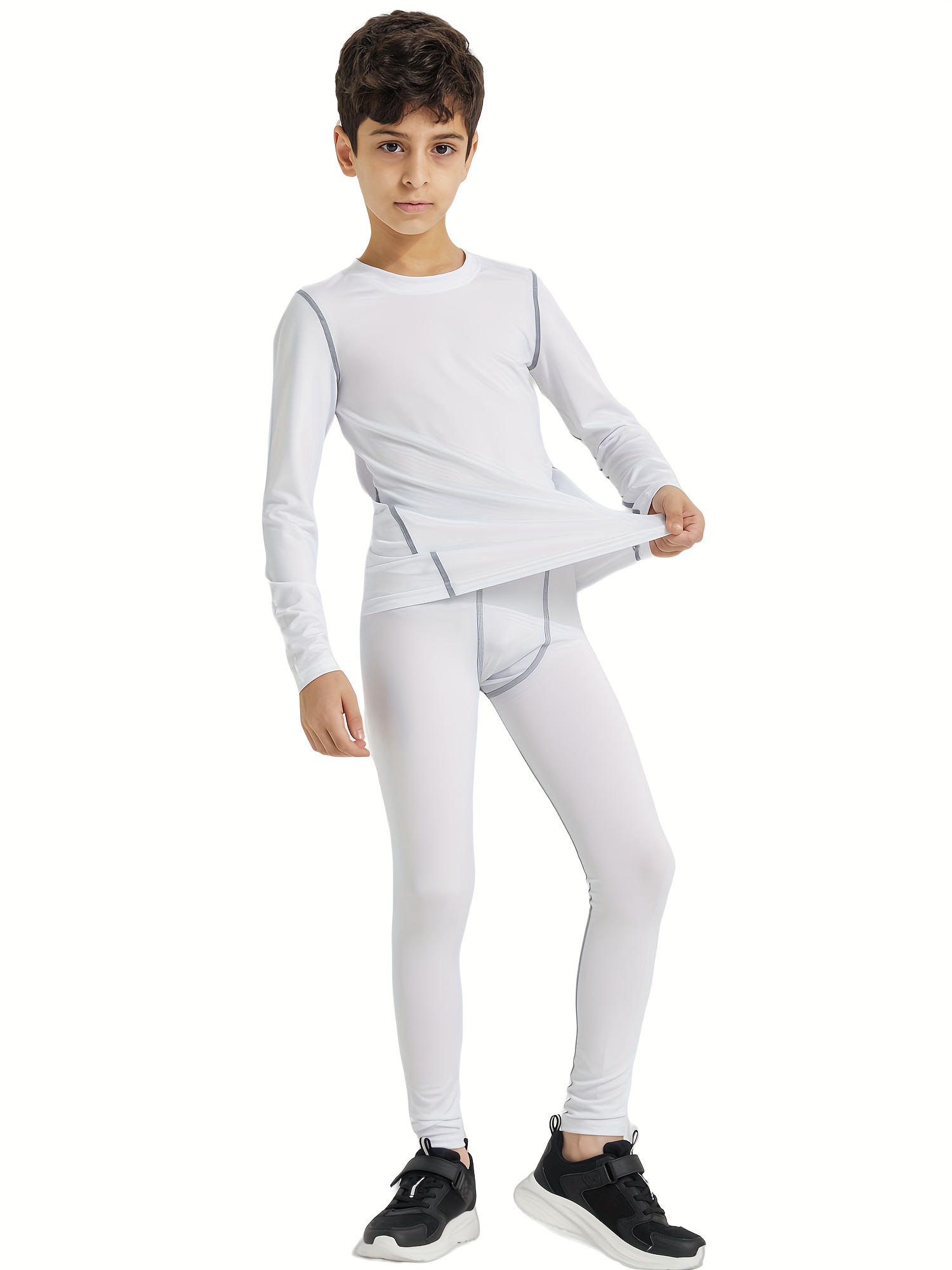 2 Pack: Boys Thermal Underwear Set Fleece Lined Long Johns Kids Top &  Bottom Knit Base Layer Winter Sets 