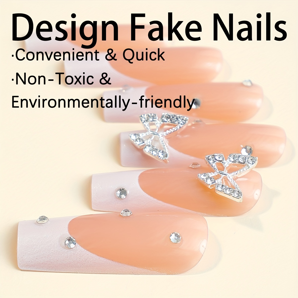 Glossy Ballerina Fake Nails Long White French Tip Press - Temu United ...