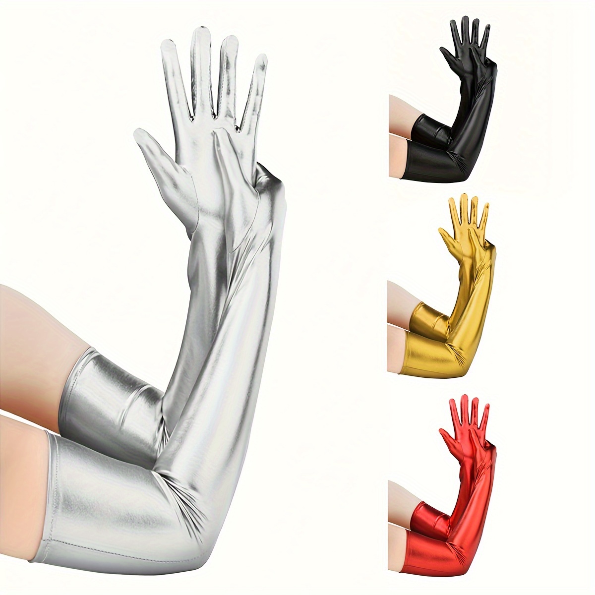 

Party Prom Gloves Elastic Glossy Gloves For Halloween Party Nightclub Cosplay Dress Up Accessories