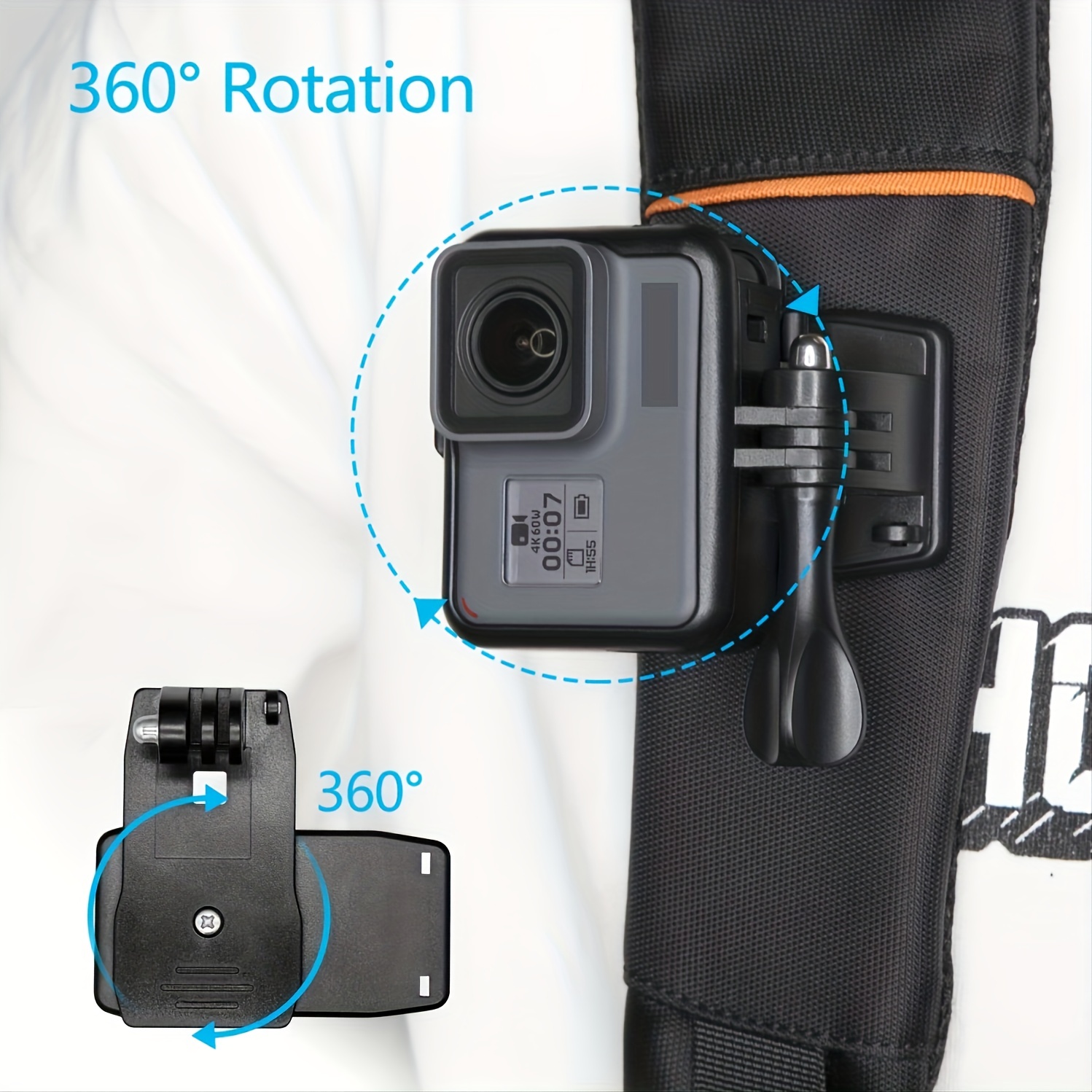 Go Pro Backpack Strap Mount, Adjustable Camera Shoulder Mount for GoPro  Hero 10 9 8 7 6 5 4 Black,Insta 360 One R, DJI