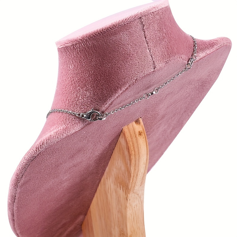 Espositore Per Gioielli In Velluto Rosa - Supporto A Colonna Per Collane, Anelli, Vetrine - Oggetto Di Scena