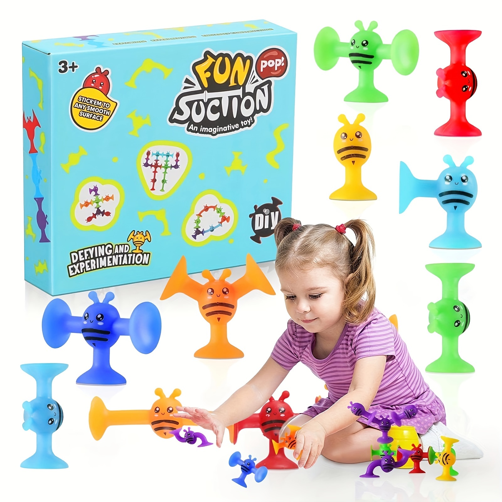 Bath Toys 27 PCS Suction Toys Sensory Toys for Kids Ages 4-8 Boys Girls  Stress Release Toys Travel Toys Suction Cup Toys Silicone