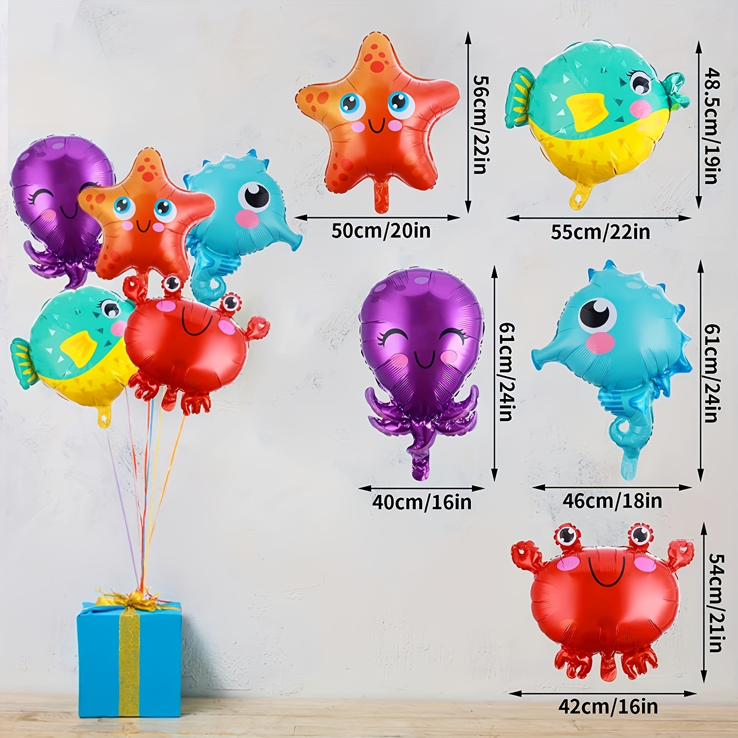 5pcs Ballon En Feuille À Thème Océan Décoration Fête Thème - Temu