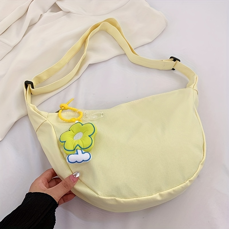 Canvas Diagonal Cross Bag Casual Shoulder Messenger Bag for School and  Daily Use Yellow No Pendant 