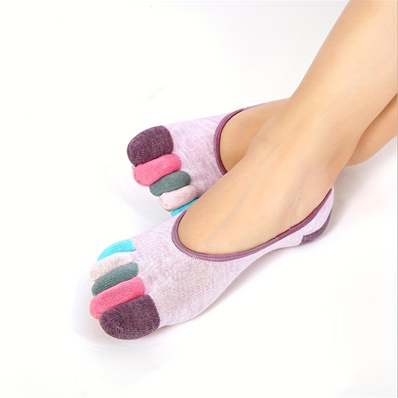 Augot 5 Pairs Yoga Toe Socks for Women Five Finger Socks with Grip