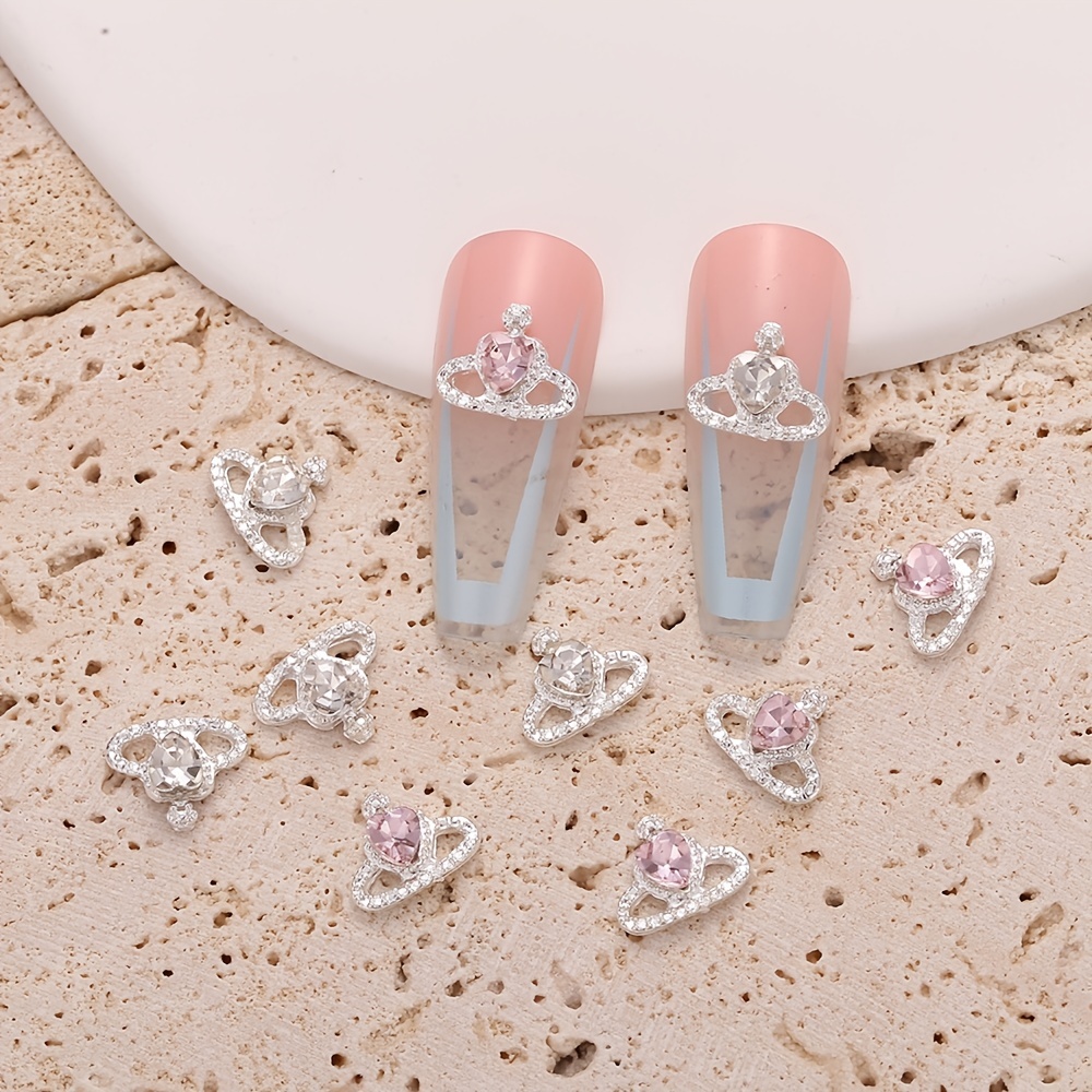 Punk Style Pink Gun Nail Charms 10PCS - 3D Metal Nail Decorations with  Crystal Rhinestones for Acrylic Nails