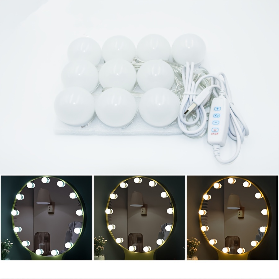Luces LED para espejo de tocador, tira de luz blanca ultra brillante para  mesa de maquillaje y espejo de baño, tira de luces regulables impermeables