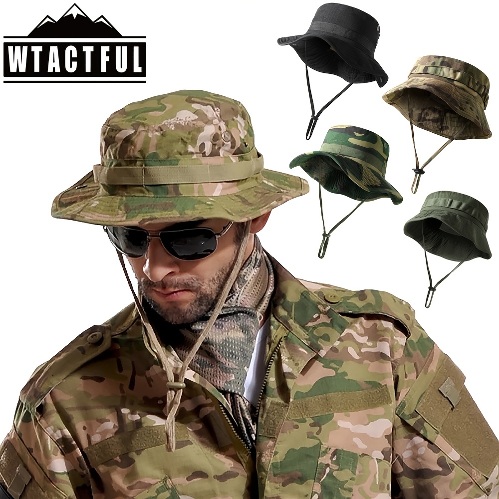 New Military Boonie Hat Outdoor Sun Protection Tactical Hats Training Fishing Bucket Hat for Women Men,Temu