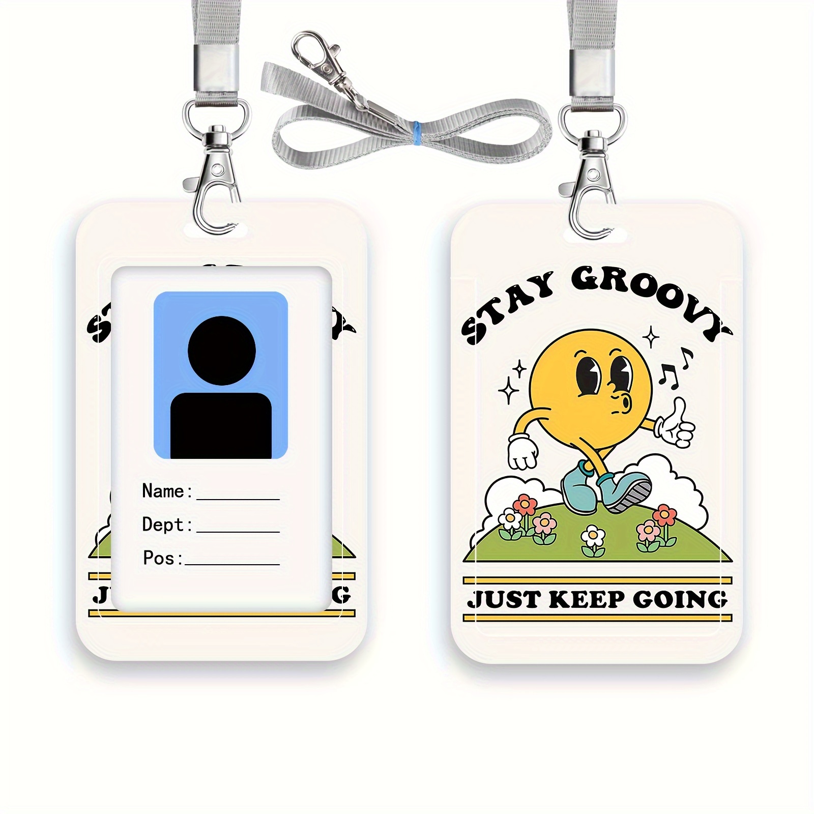 Stay Groovy Id Badge Holder With Lanyard Cute Lanyard With - Temu