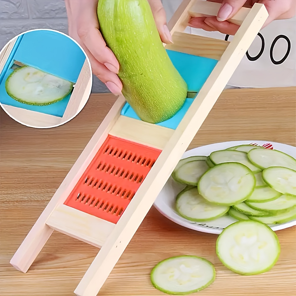 1pc Bamboo Handled Multifunctional Fruit & Vegetable Peeler With Container  For Kitchen