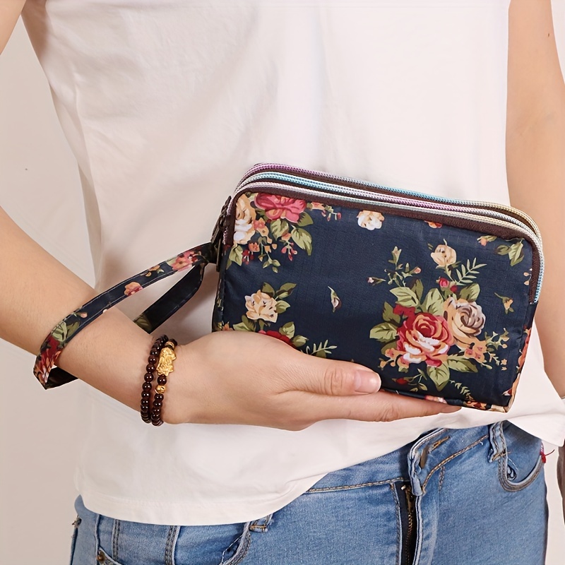 Image of Three-layer Zipper Bag Cosmetic Bag Mobile Phone Bag Wallet Hand-held Bag Cloth Bag Ladies And Men Daily Use Toiletry Bag