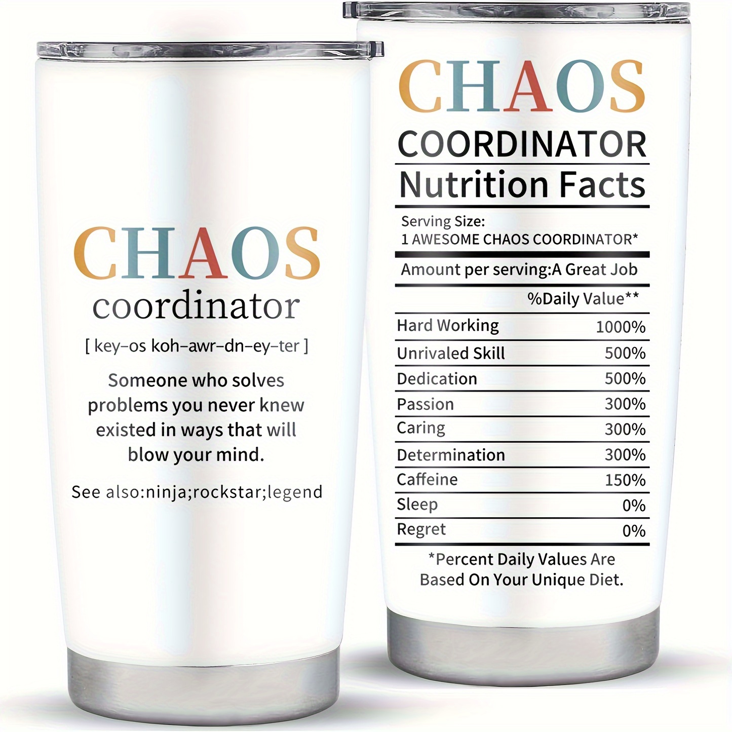 TEMU 1pc, Chaos Coordinator Tumbler, Chaos Coordinator Gifts For Women Coworker Manager Teacher Assistant Mom, Thank You Gifts, Birthday Gifts For Women, 20 Oz Stainless Steel Tumbler