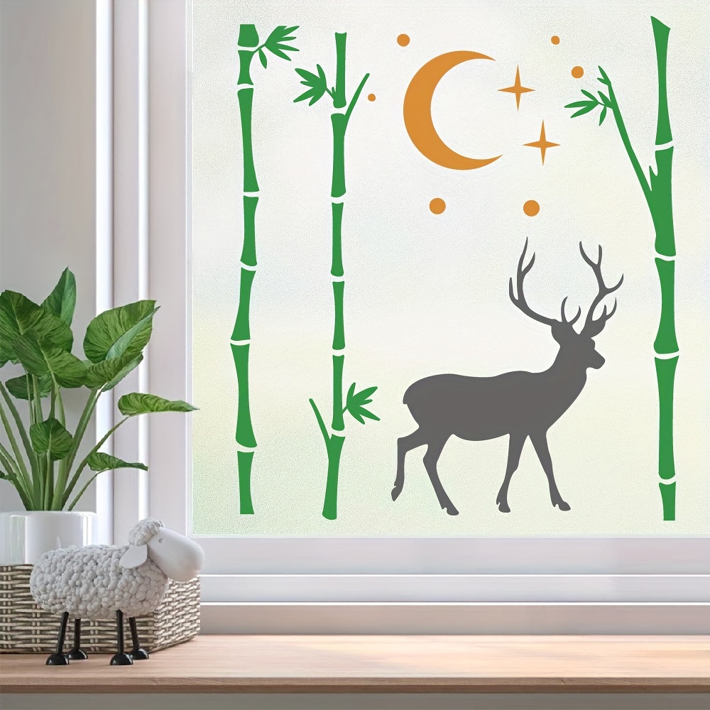 6pcs Deer Stencils Forest Mountain Tree Deer Head Stencils For Wood Burning  Stencil Template Stencils For Painting On Wood Crafts Home Decors (Deer)