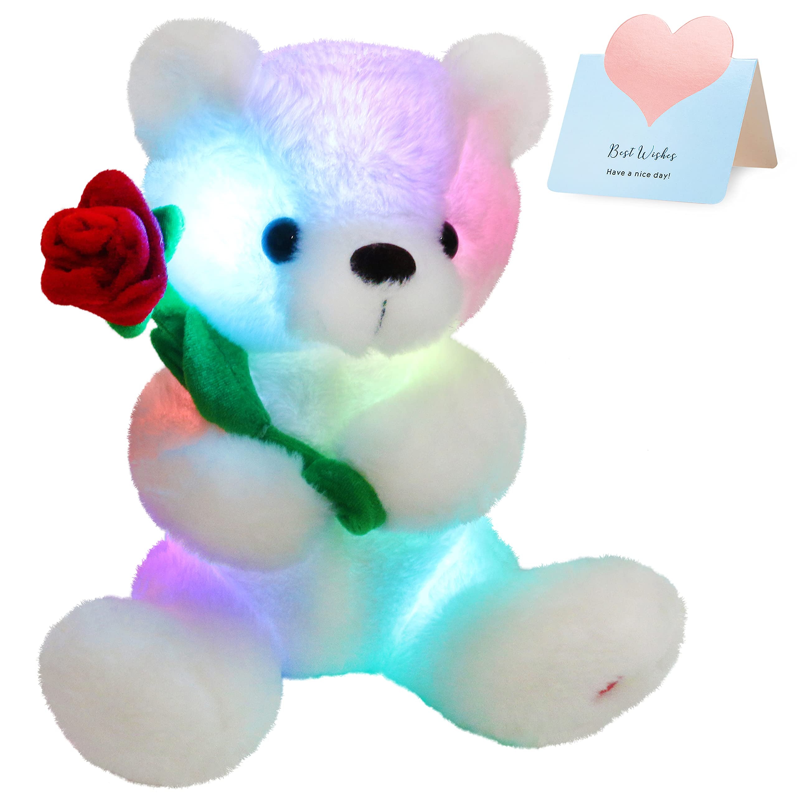 Ours en peluche blanc lumineux à LED, veilleuse douce, ours