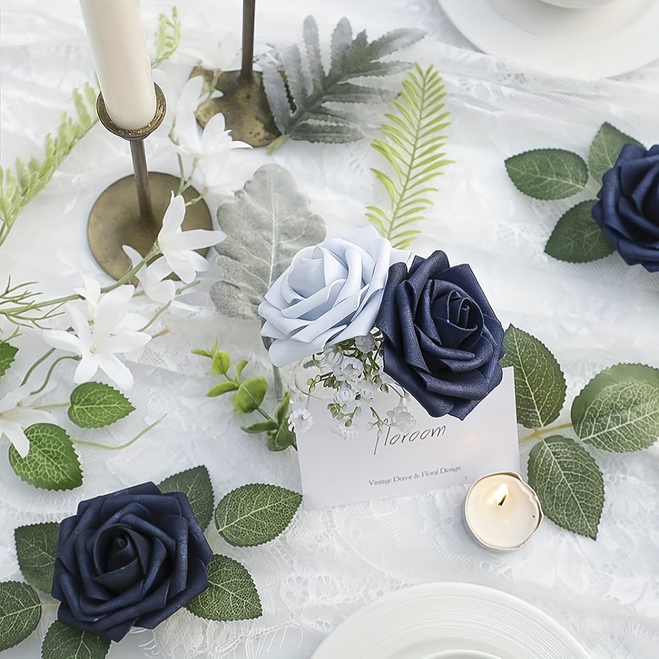 Acquista 25 pezzi di fiori artificiali in schiuma realistica, rose finte  con steli per bouquet da sposa fai da te, tavoli, decorazioni per la casa