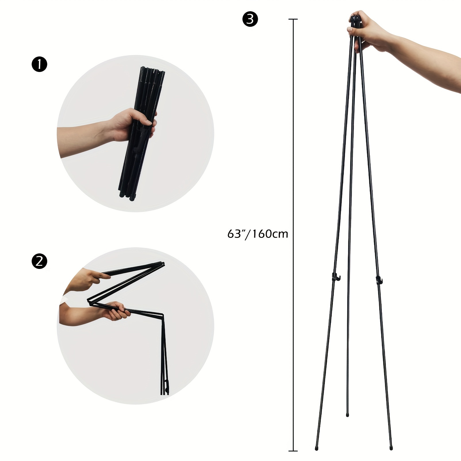 Easel Stand for Display, 63'' Instant Easel, Foldable Ground Easel for  Wedding Sign and Poster Display Stand, Adjustable Easel Metal Tripod with  Portable Bag : : Home