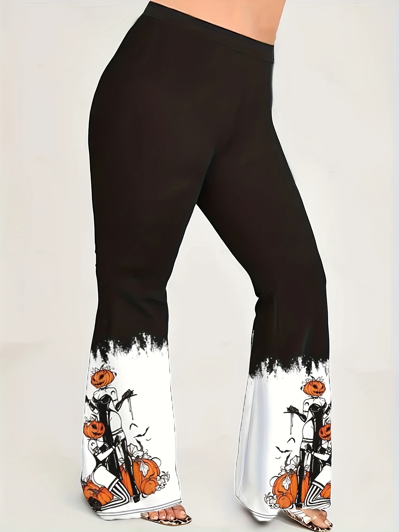 Plus Size Halloween Casual Leggings Women's Plus Bat Print - Temu