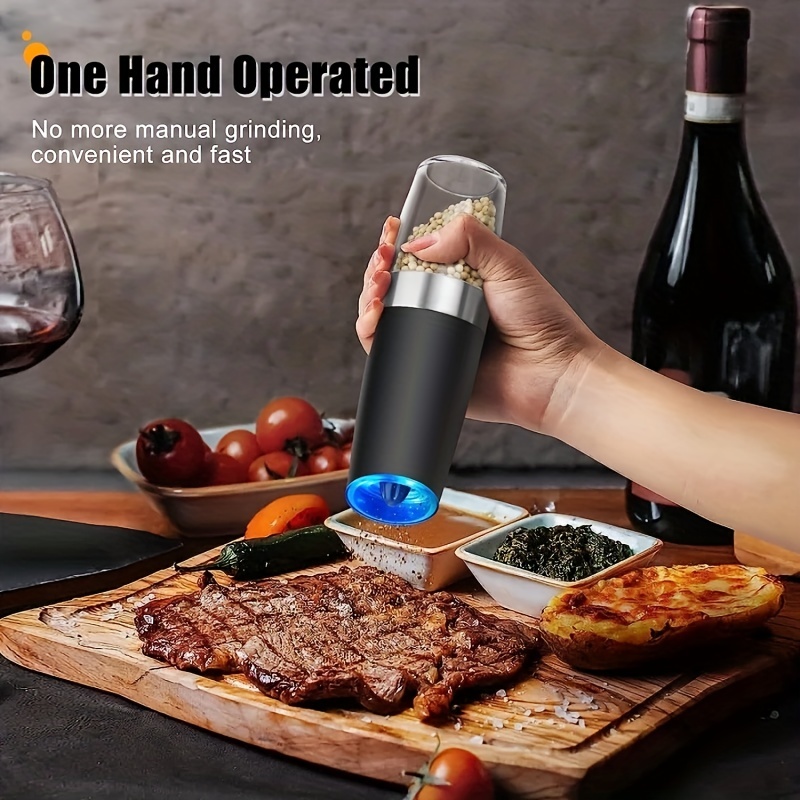 Automatic Grinder Set, Electric Salt And Pepper Grinder Set, Rechargeable  Single-handed Spice Crusher, Automatic Pepper Mill, Reusable Pepper Crusher  For Kitchen Camping Picnic Camping, Kitchen Gadgets, Chrismas Gifts,  Halloween Gifts - Temu