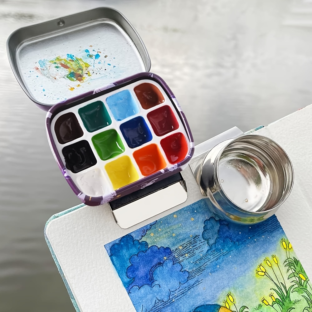 Portable Mini Tin Box 12 well Empty Watercolor Palette Paint - Temu