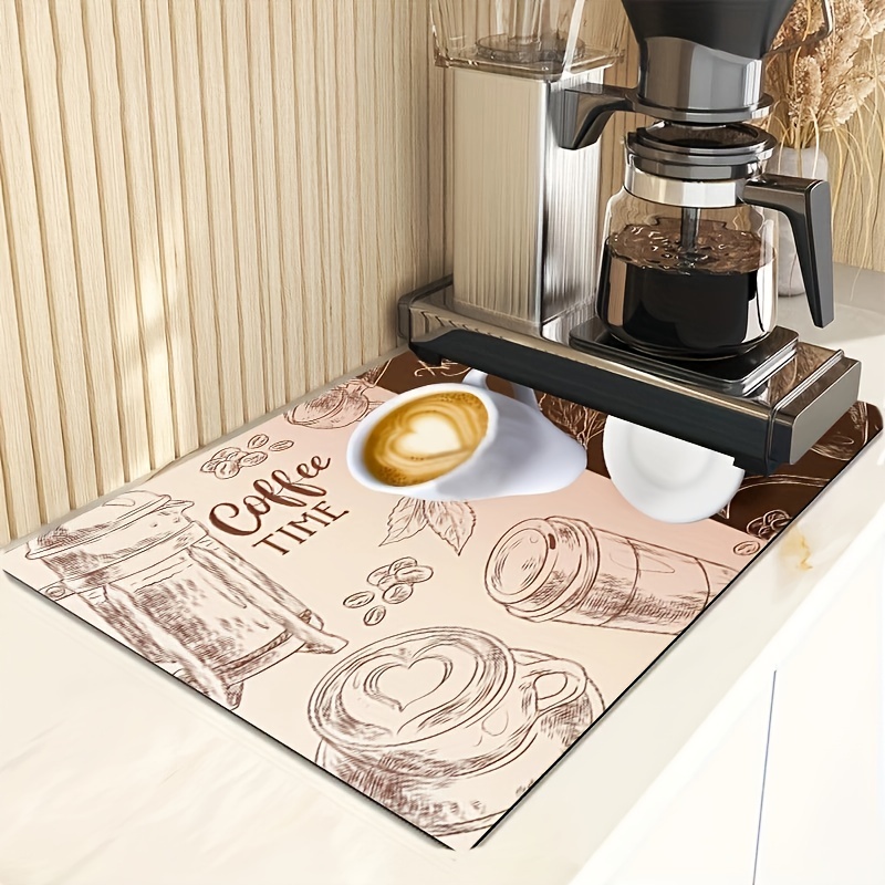 Coffee Bar Mat Under Coffee Maker Mat Super Absorbent Dish - Temu