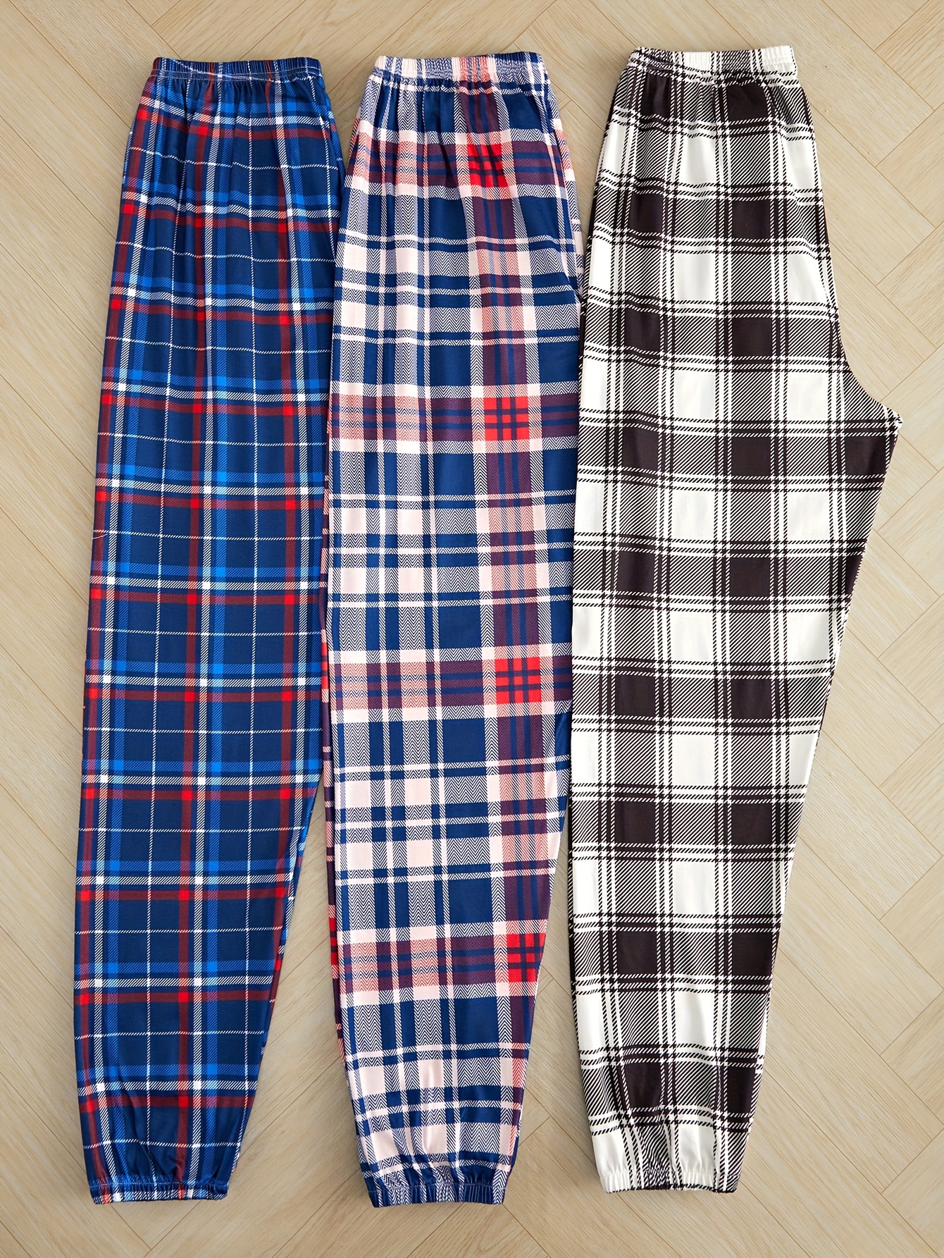 Plaid Print Sleep Bottoms Casual Cozy Home Sleep Pants - Temu Australia