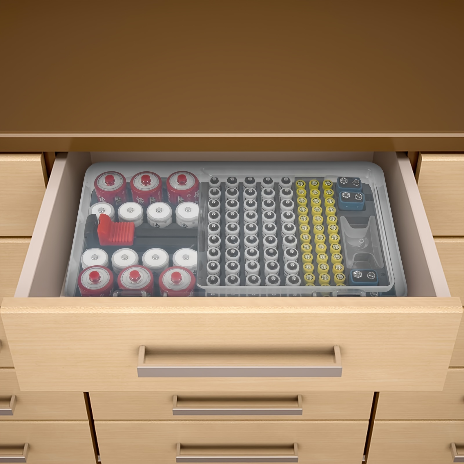 Battery Organizer Storage Case With Tester Checker. - Temu