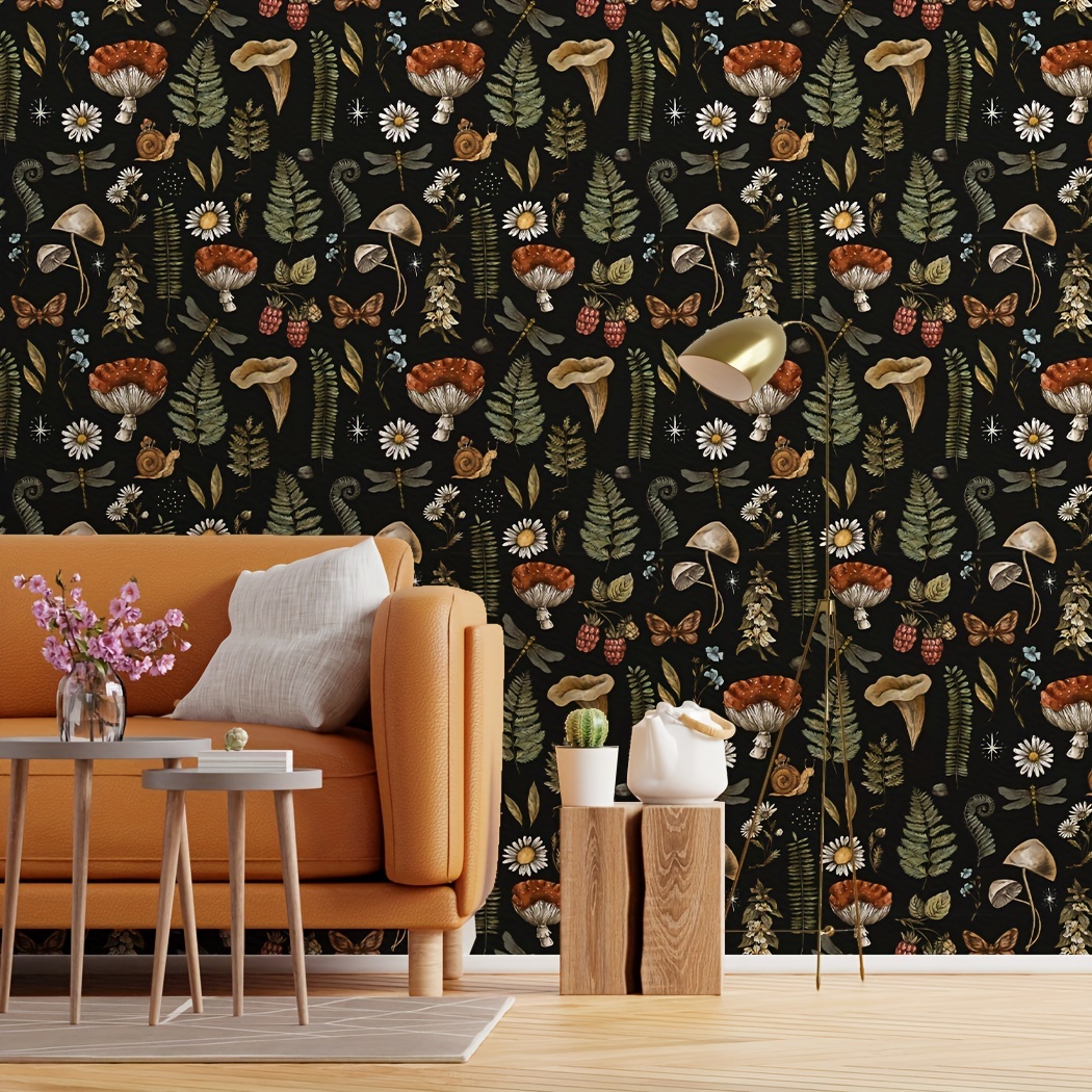 Dark Floral Wallpaper Peel and Stick Botanical Wall Mural 