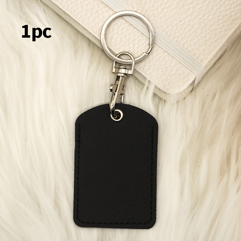 1 Vintage Pu Leather Keychain Protective Cover For Door Lock Access Card Tag Pouch Key