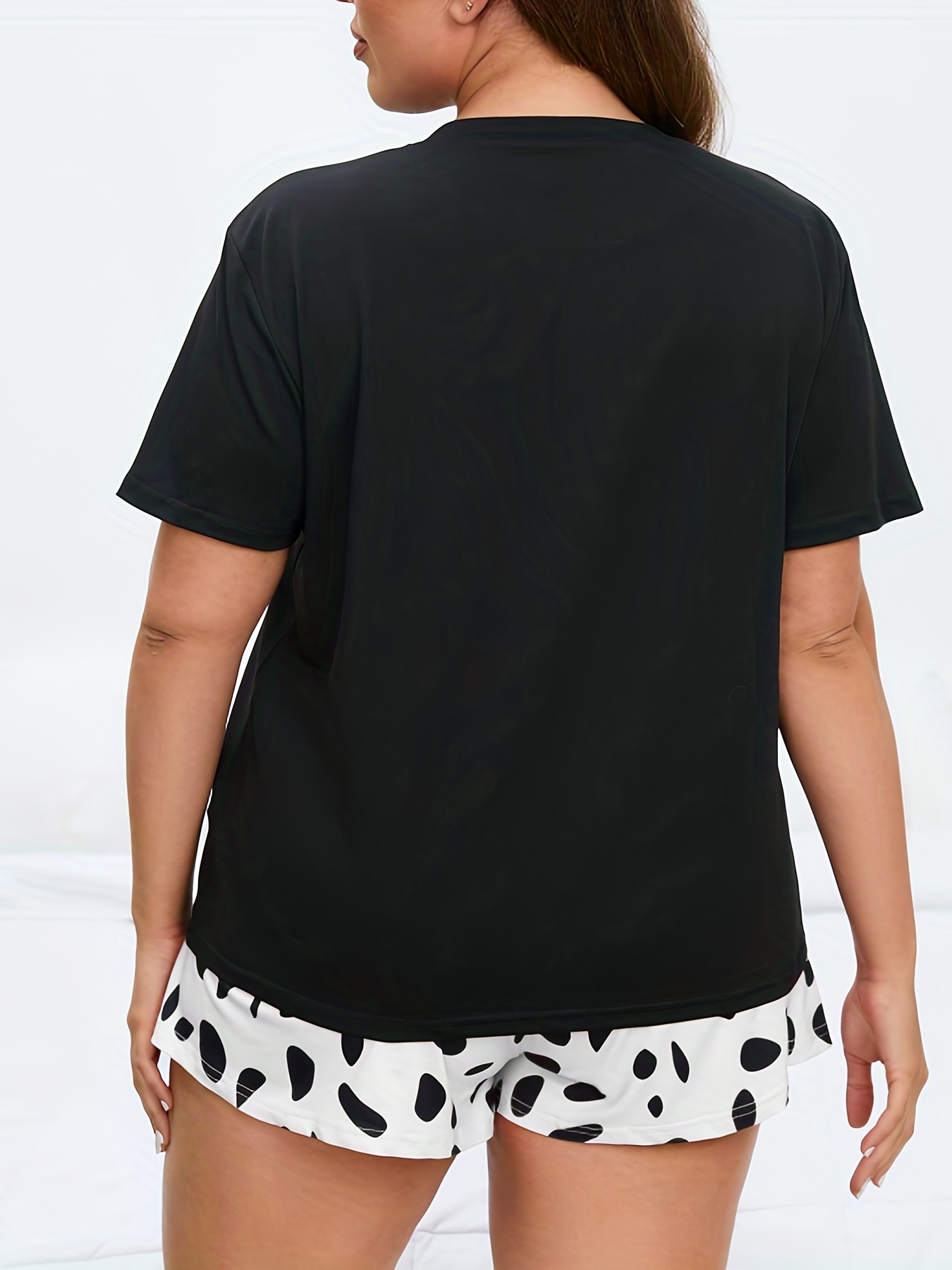 Kitten Print Tee & Bow Detail Dotted Pants Lounge Set