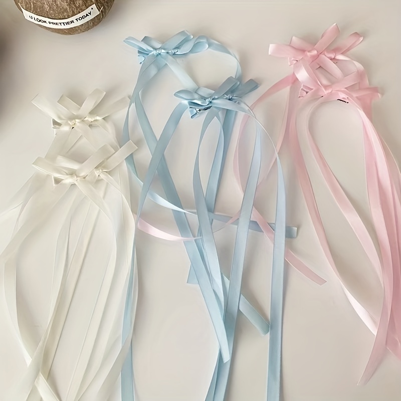 White Simple Ribbon Bow Hair Clip Hairpin Hair Accessories - Temu