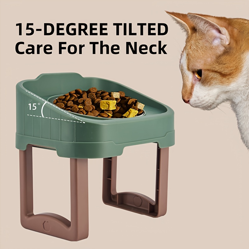 ODRIEW Elevated Cat Bowls, 6 Adjustable Heights Raised Dog Bowl, 15° Tilt  Neck Guard Bamboo