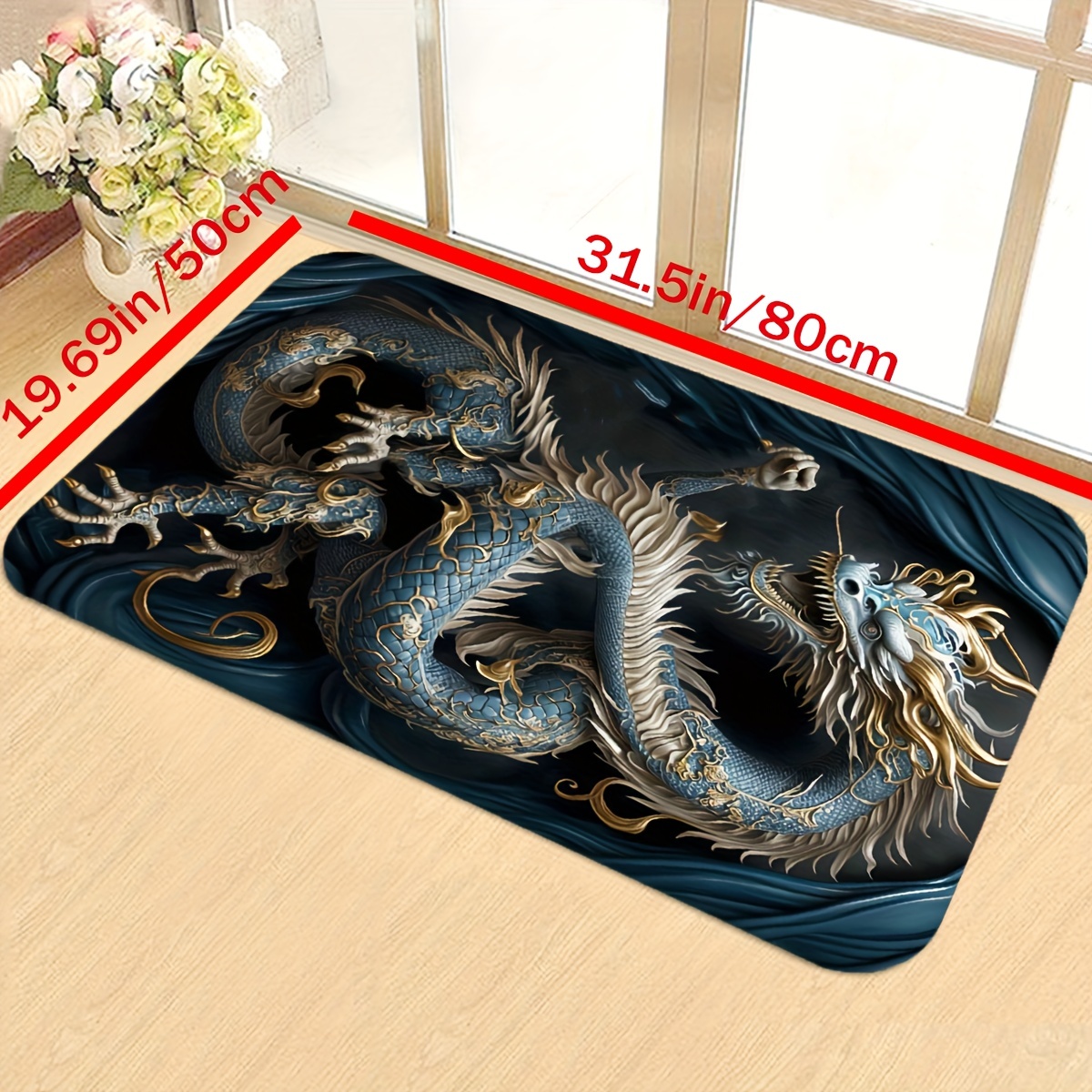 Decorative Car Foot Pads Golden Dragon Print Non slip - Temu