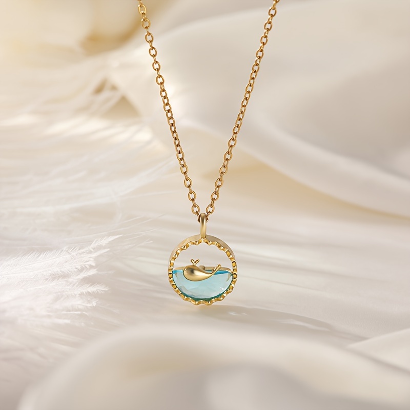 Dainty Whale Ocean Zirconia Crystal Pendant Chain Birthday Gift For Teen  Jewelry Accessory Fish Sterling Silver Women's Necklace, Fashion Necklaces