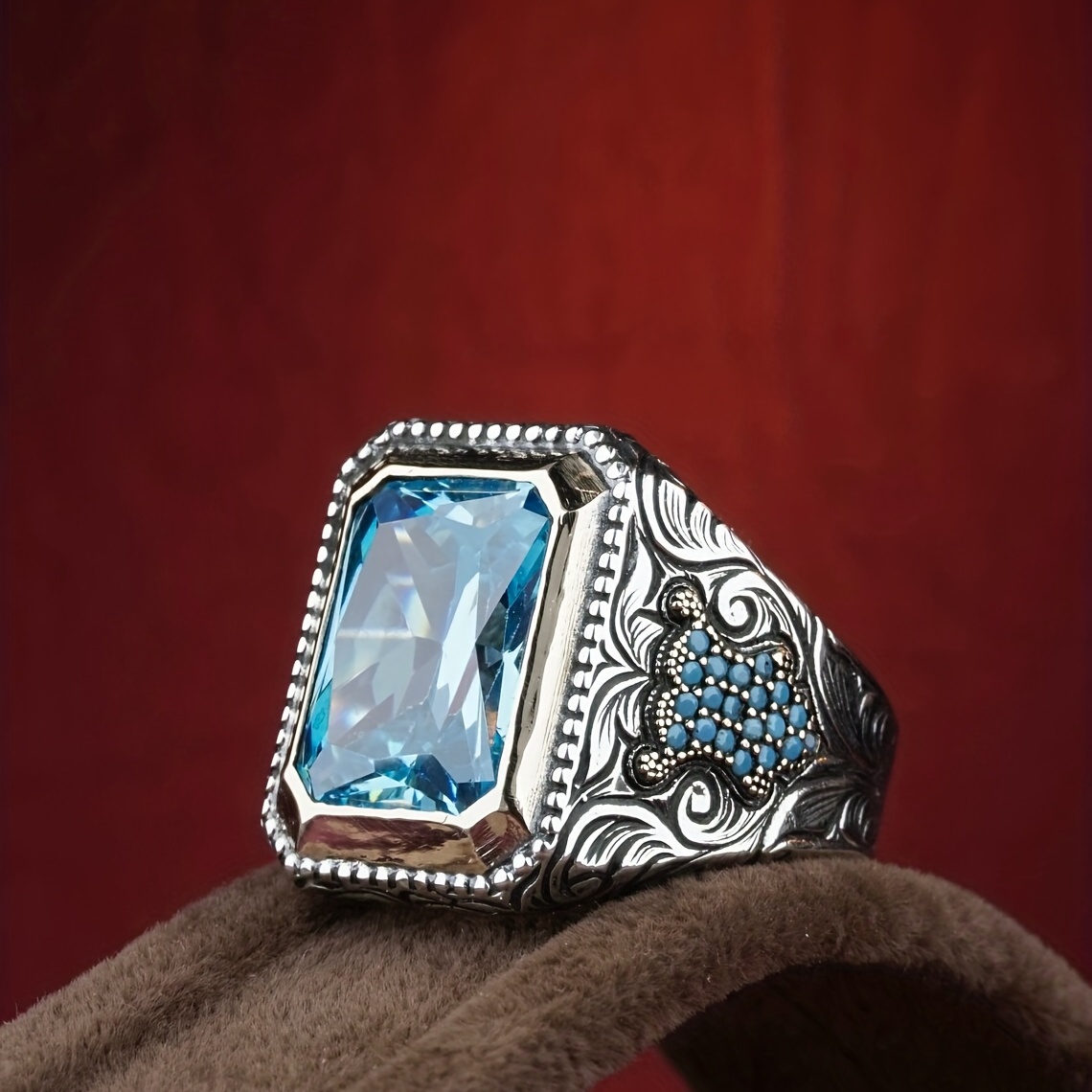 Men's Vintage Turquoise Stone Stainless Steel Ring