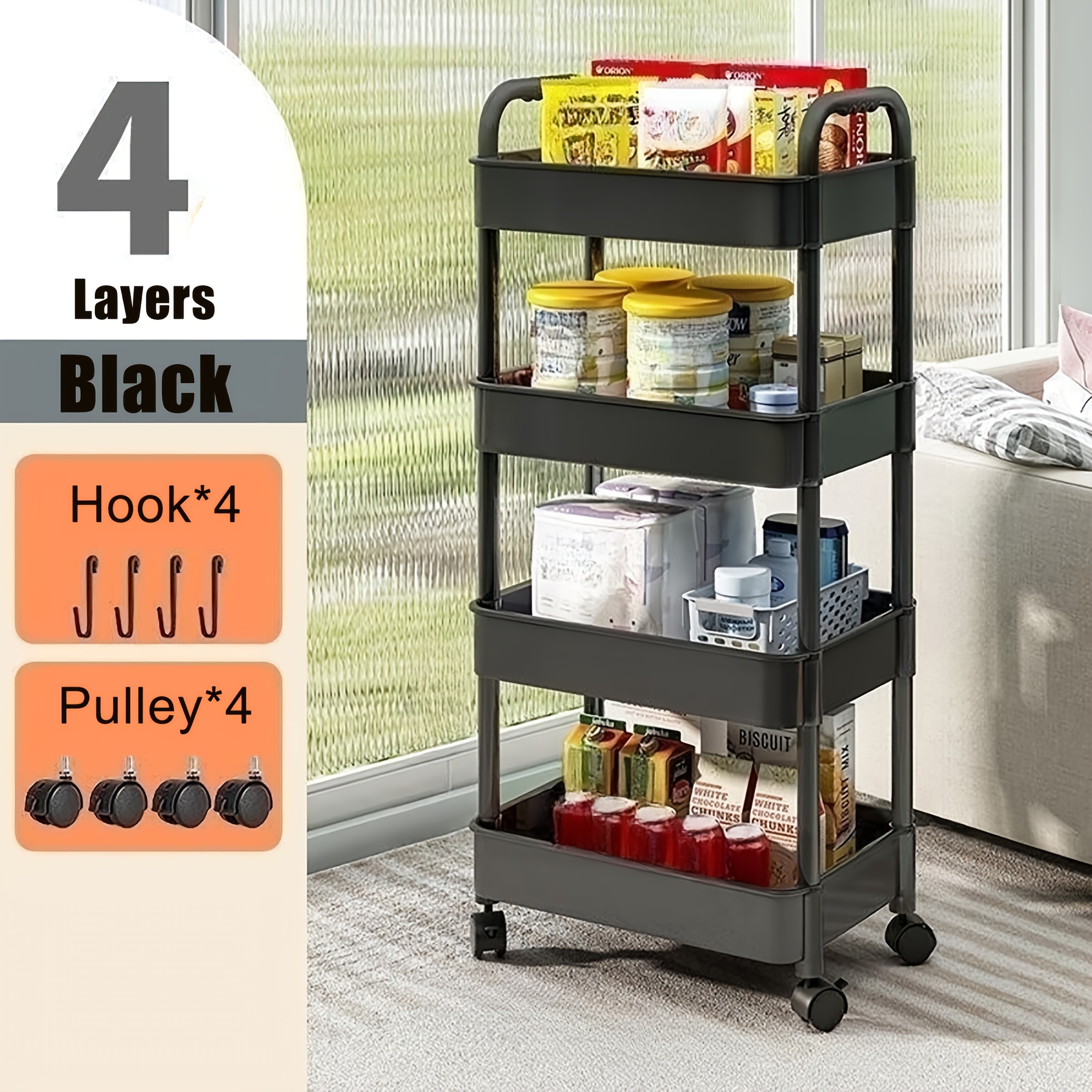 Upgrade Your Bedroom Storage With This Multifunctional White & Yellow  Trolley Shelves Organizer! - Temu