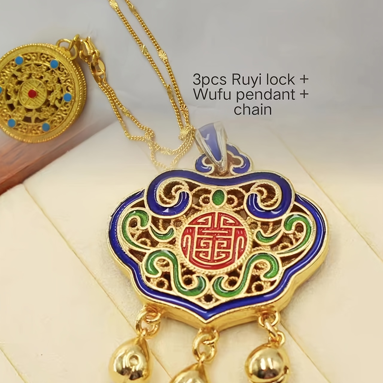 Baby Feng Shui Long Life Locks Pendant Necklace