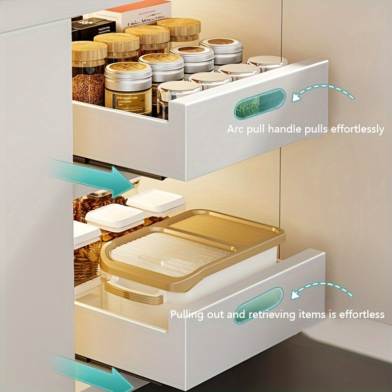 1pc Armario de cocina con cajón incorporado, organizador de cajón  doméstico, estante deslizante extensible para vajilla, especias,  condimentos y