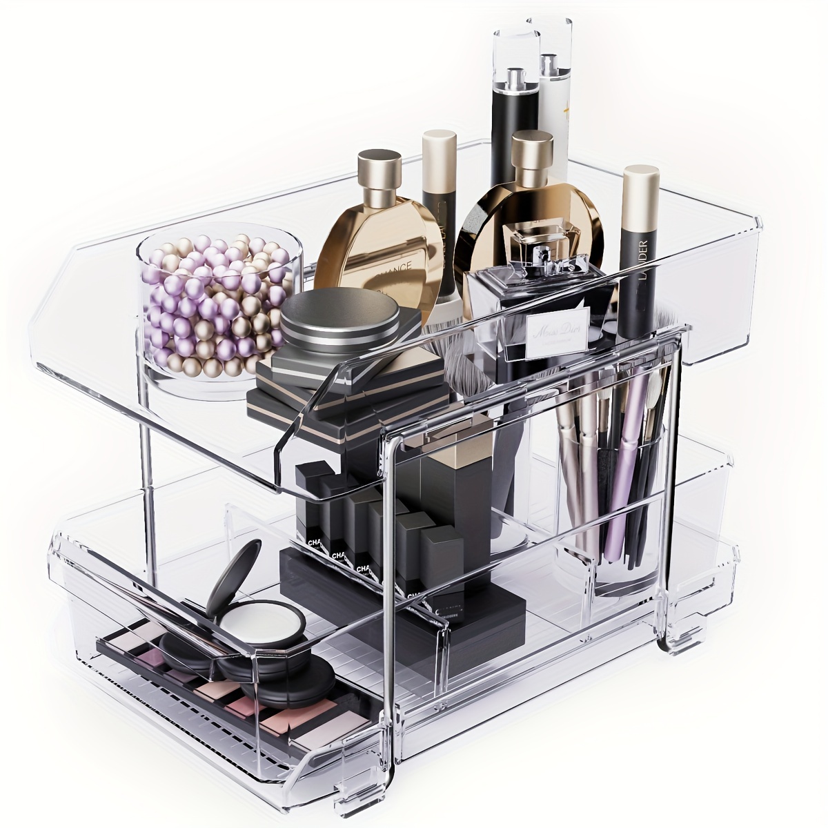 2 Tier Acrylic Clear Organizer With Dividers - Multi-purpose Slide-out  Storage Container For Bathroom Vanity, Under Sink Closet, And Countertop  Organization - Temu Hungary