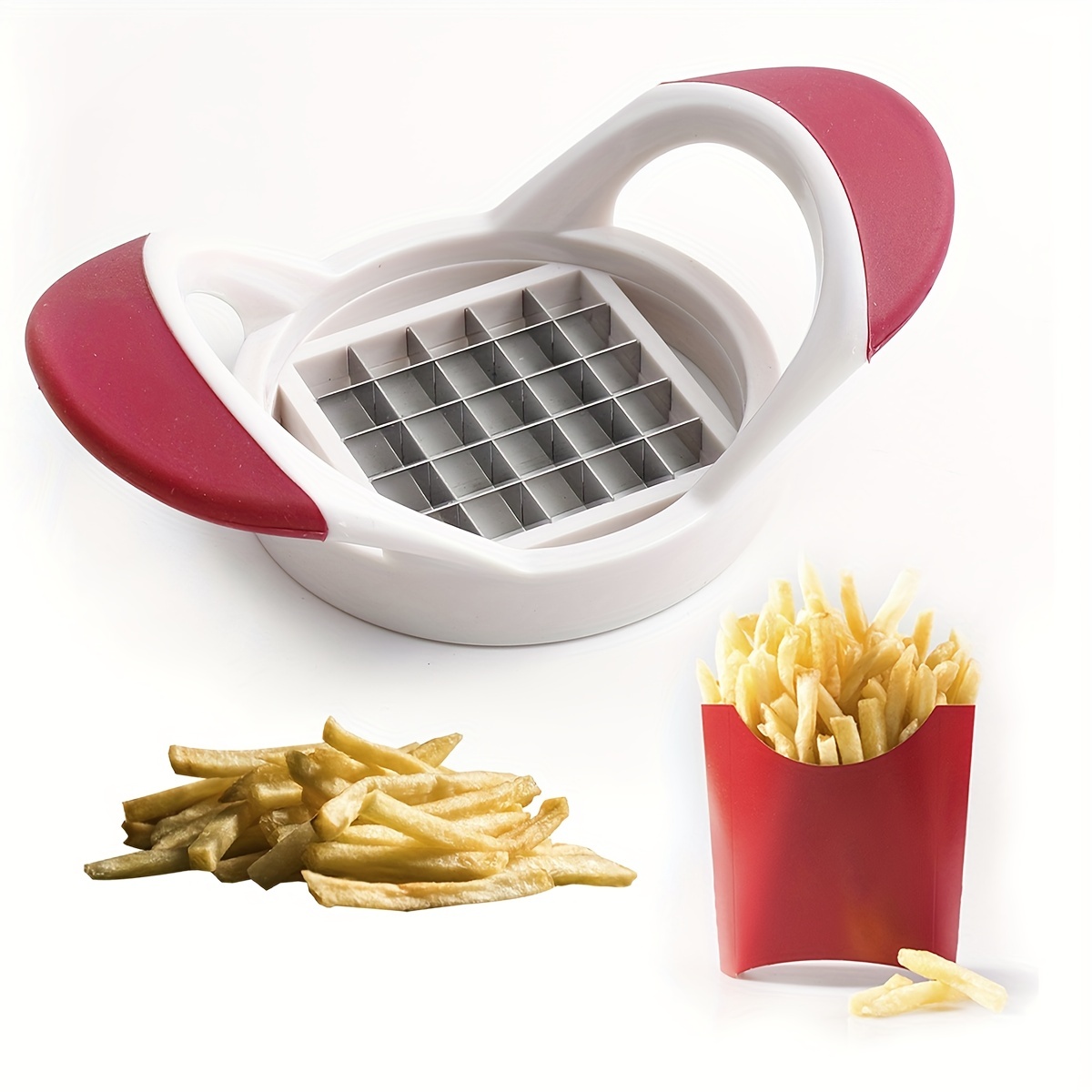 French Fry Cutter Red Stainless Steel Potato Chips Chipper