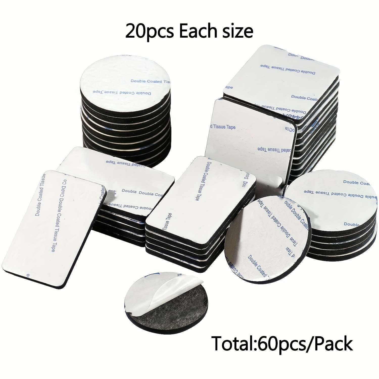 100 Pack doppelseitige Klebepads, extra starke schwarze Quadrate