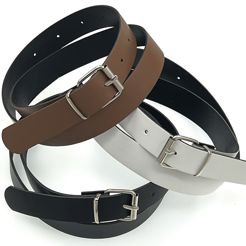 Girls Pu Leather Belt Casual Pin Buckle Belt For Pants Jeans - Temu