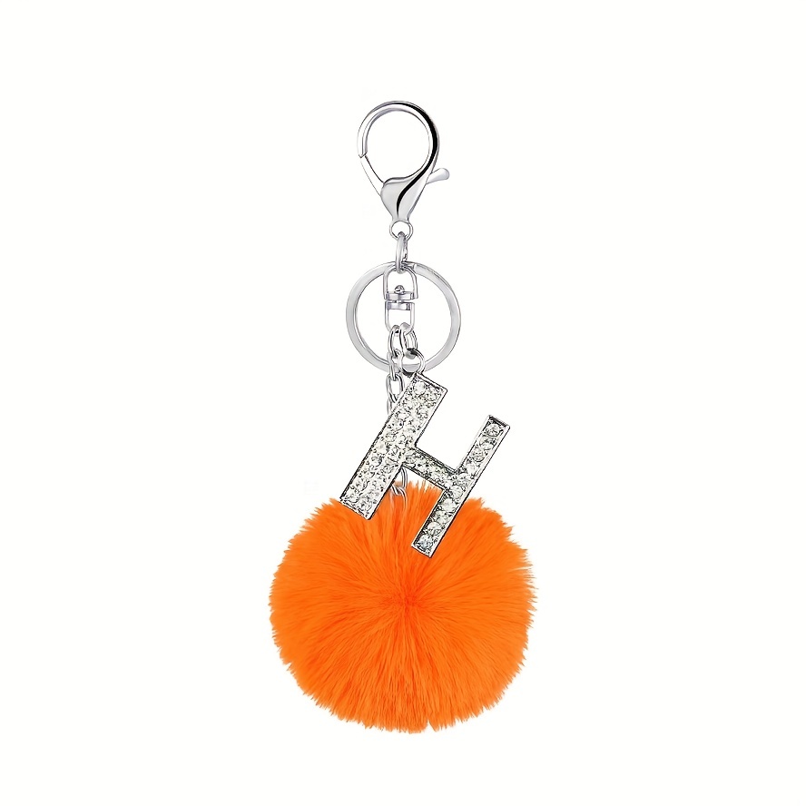 Orange Keychain Pom Pom- Long lasting Resin Keychain Letter A Back Pack  Charm