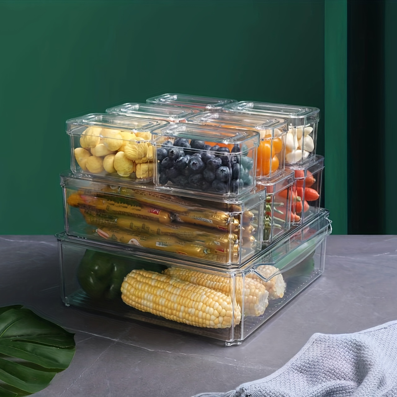 Crisp Stackable Refrigerator and Pantry Produce Food Storage Container