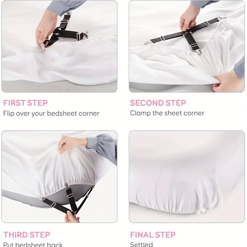 Adjustable Bed Sheet Clips,Suspenders Corner Gripper Holder for Fitted Bed  Mattress Pad Covers Anti-slip Fasten