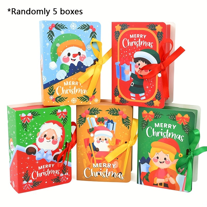 5pcs Christmas Candy Gift Boxes Bag Book Shape Santa Claus Chocolate Box