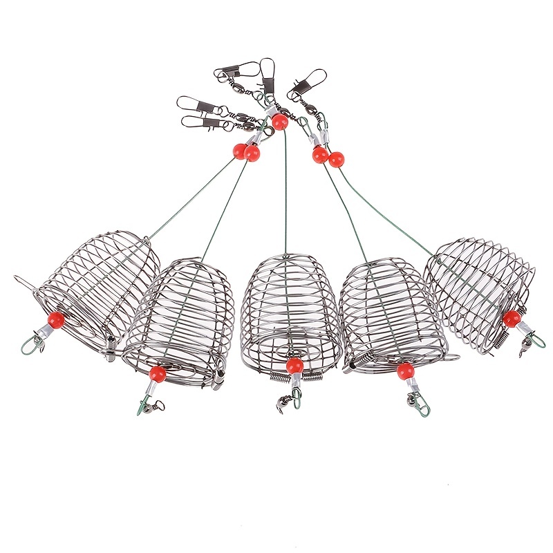 

5pcs Durable Wire Fishing Lure Cage - Securely Holds Fish Bait And Traps Fish With Ease