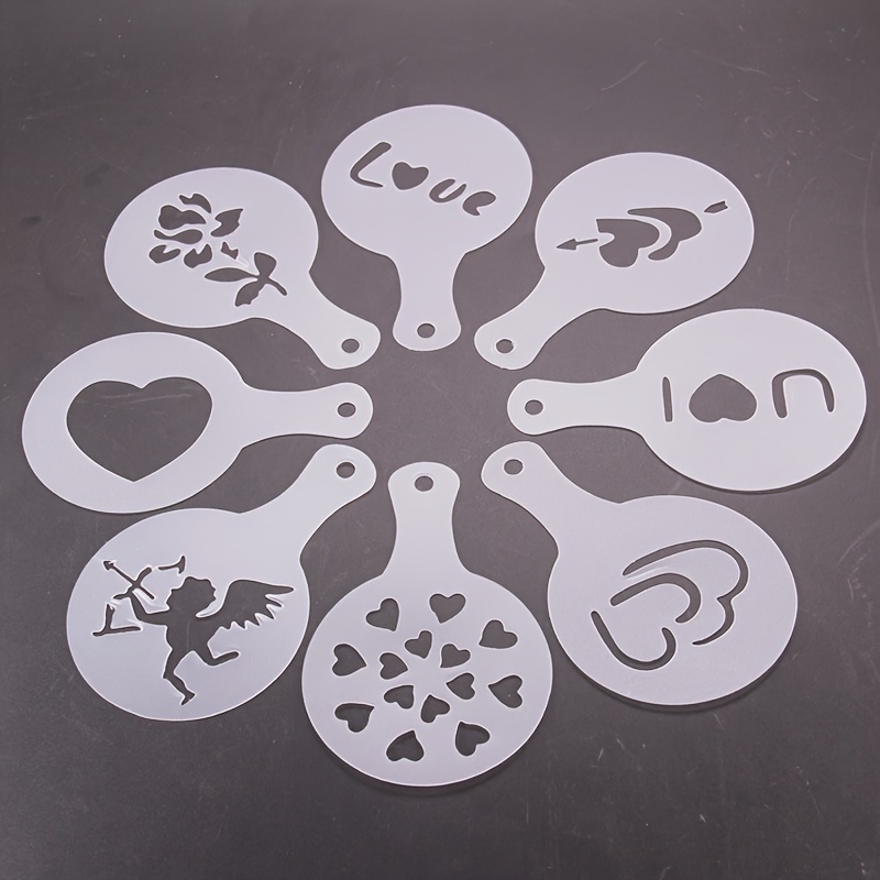 4pcs Portable Stainless Steel Coffee Stencils For DIY Coffee Garland  Decorating