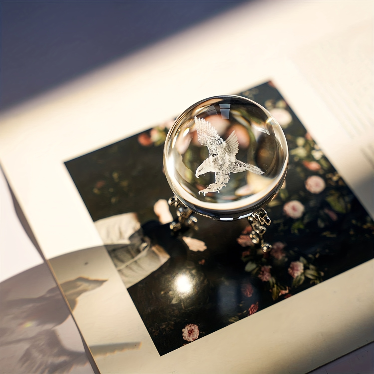 3D 60mm Laser Eagle Crystal Decorative Ball