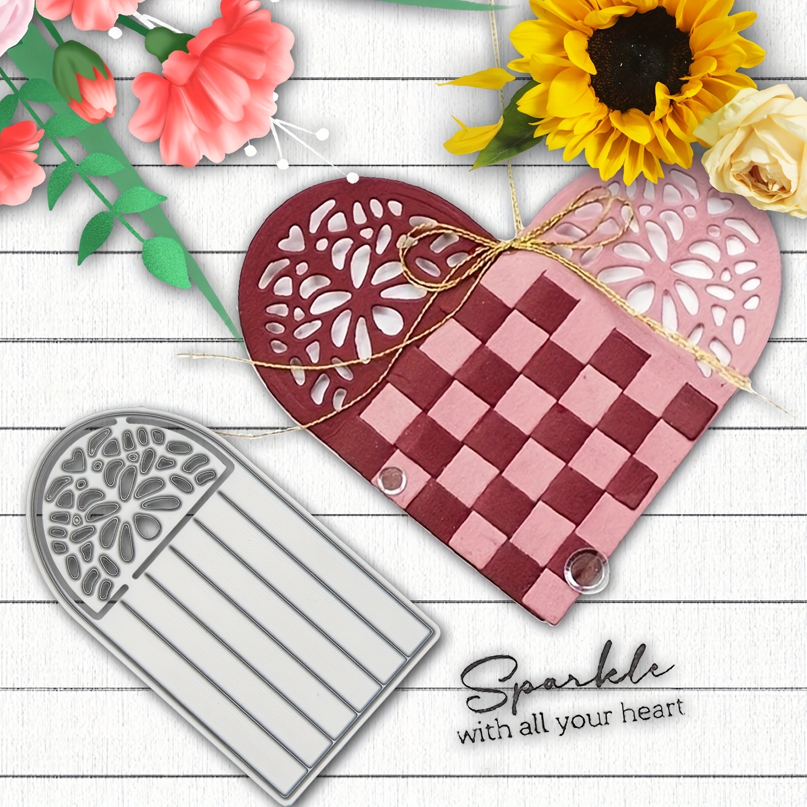  Valentines Day Heart Flowers Metal Cutting Dies Stencil DIY  Scrapbooking Album Paper Card Template Mold Embossing Craft Decoration  Scrapbooking Die Cuts Clearance